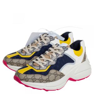 Gucci Rhyton Sneakers in Multicolor Leather and Canvas Python print
