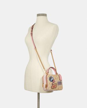 Disney X Coach Box Crossbody In Signature Canvas With Patches
