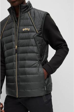 BOSS Mens V Sarek Capsule-artwork down gilet with water-repellent finish