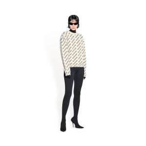 Mini Allover Logo Sweater in off-white and black cotton knit