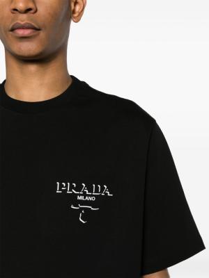 Prada Jersey Logo T-Shirt Black Cotton 