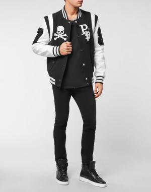 PHILIPPPLEIN COLLEGE JACKET DEER LEATHER SLEEVES PATCHES