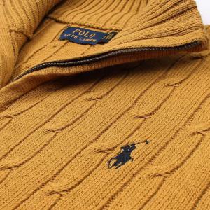 RL Cable-Knit Half Zipper Cotton Sweater (mustard)