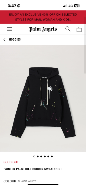 Palm Angels PxP Painted Raw Cut Hoodie 'Black/White'