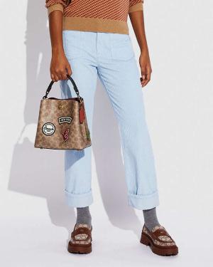Coach Willow Bucket Bag In Signature Canvas With Patches