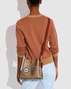 Coach Willow Bucket Bag In Signature Canvas With Patches